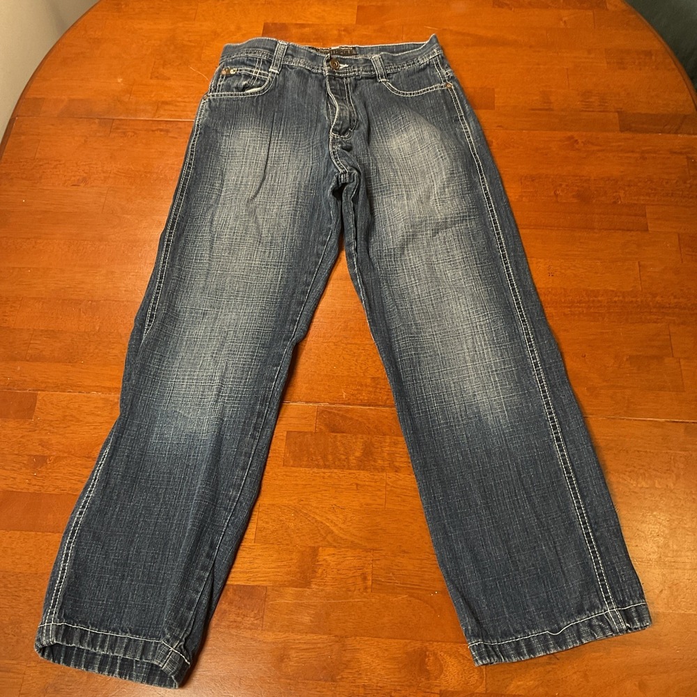 Southpole Jeans Women's Size 14 Blue Straight High Rise Distressed Denim